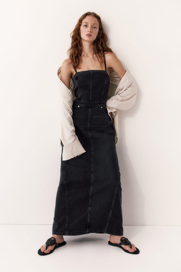 H&M Open-backjurk Van Denim Zwart