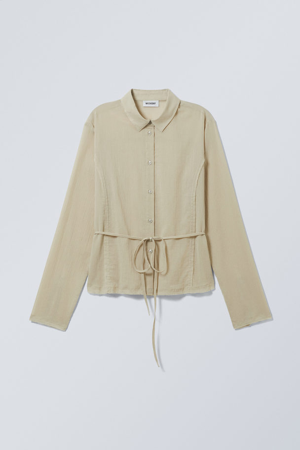 Weekday Sheer Fitted Strap Shirt Dusty Beige