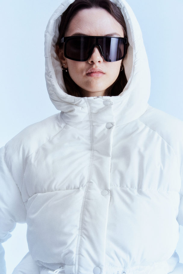 H&M Drawstring-waist Puffer Jacket White