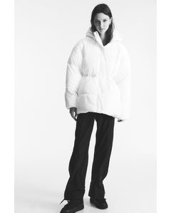 Drawstring-waist Puffer Jacket White