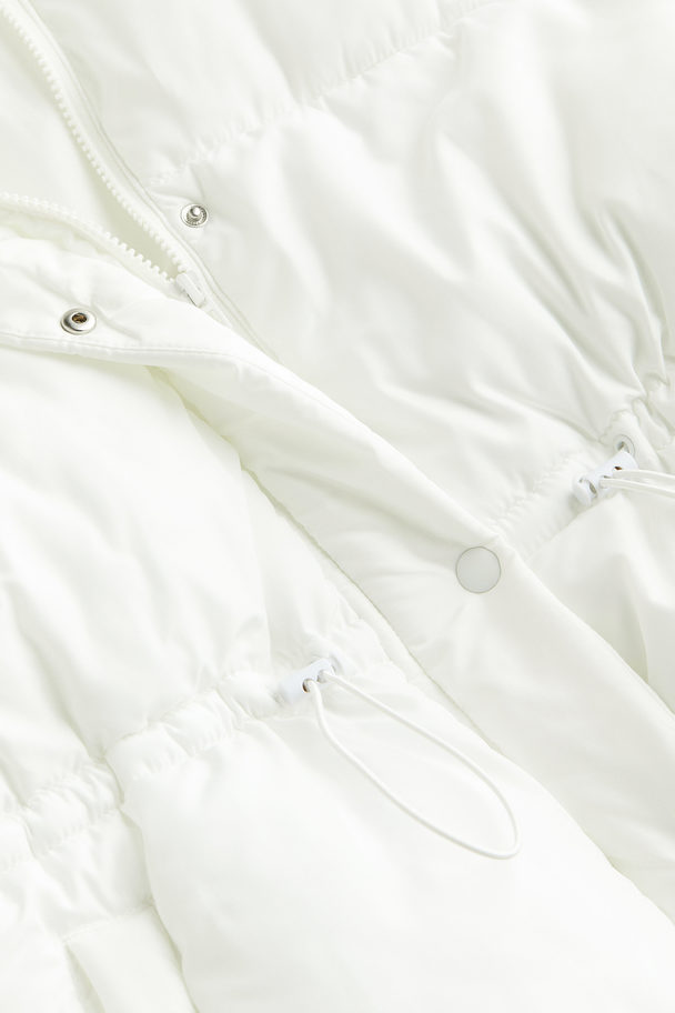H&M Drawstring-waist Puffer Jacket White