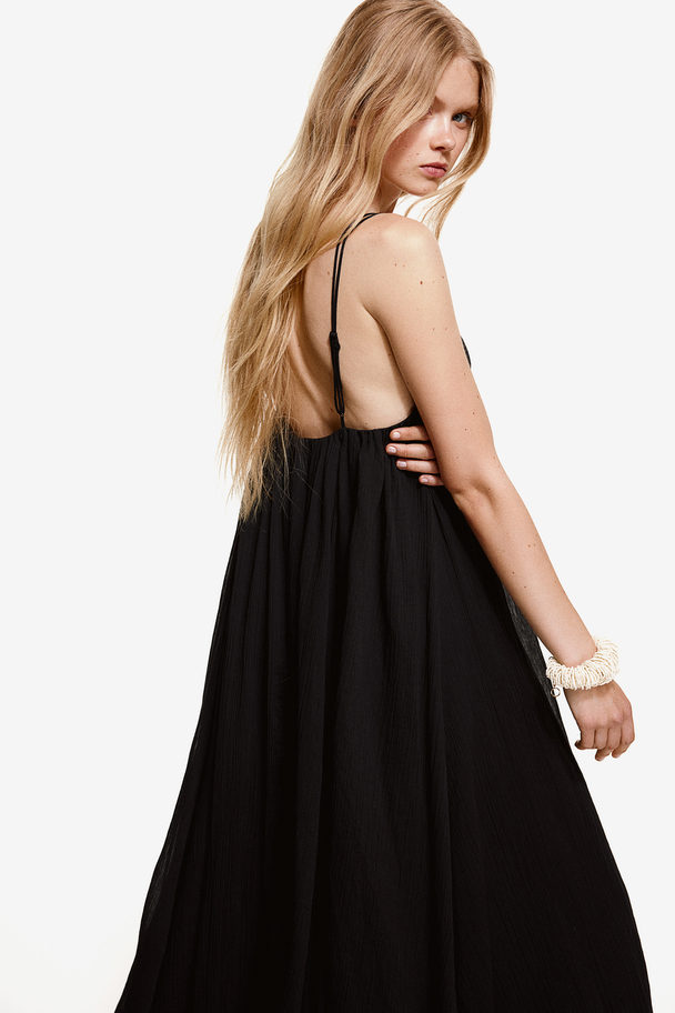 H&M Maxikleid aus Baumwolle Schwarz