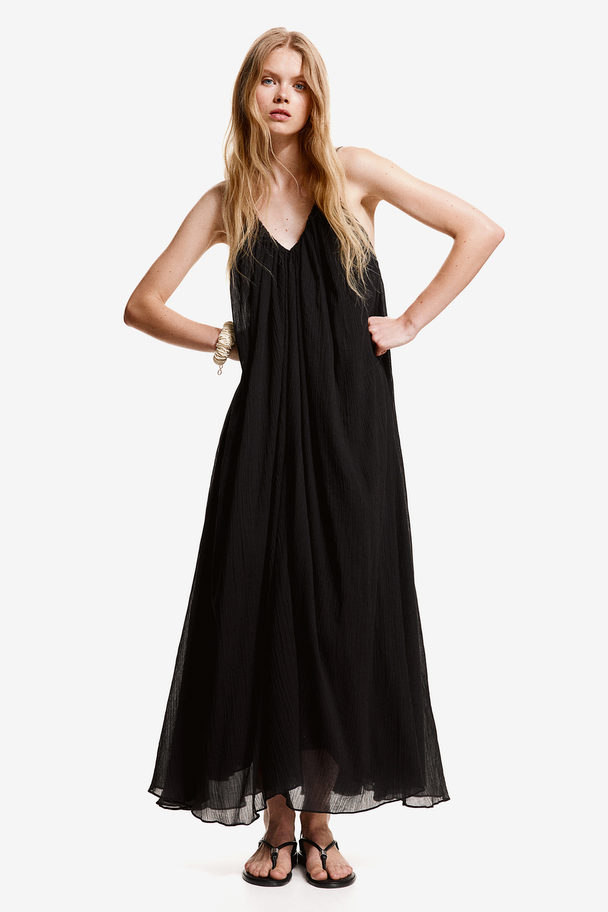 H&M Maxikleid aus Baumwolle Schwarz