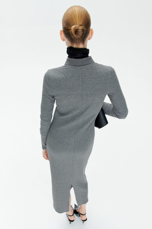 H&M Collared Jersey Dress Dark Grey