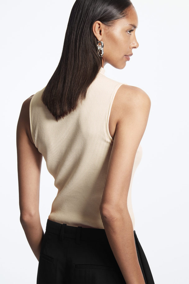 COS Sleeveless Ribbed Top Off-white