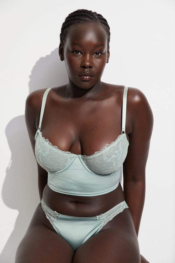 H&M Non-padded Lace Bralette Light Green