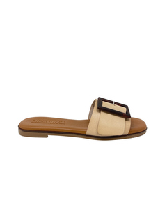 Gena Beige Leather Flat Sandal