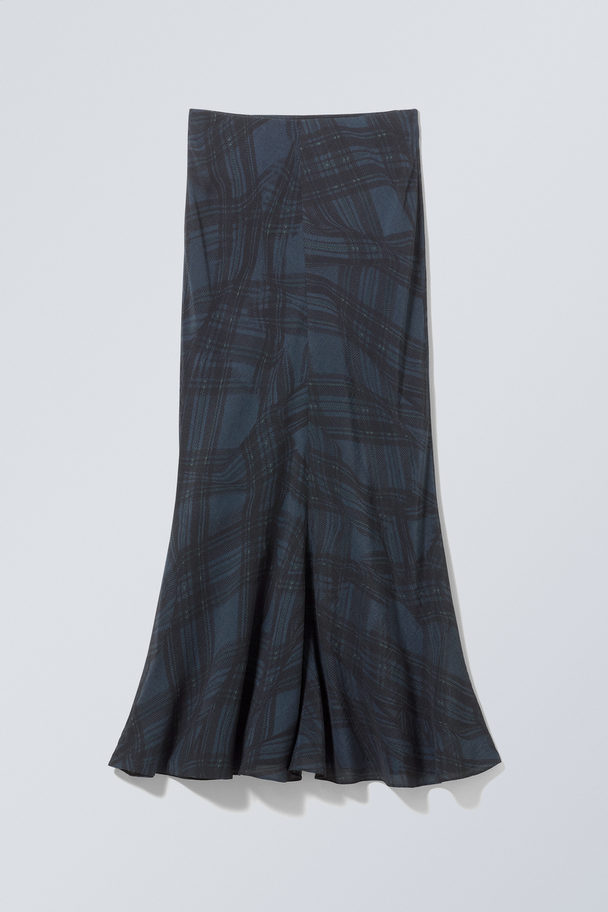 Weekday Paige Check Long Skirt Blue Check