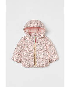 Hooded Puffer Jacket White/small Flowers