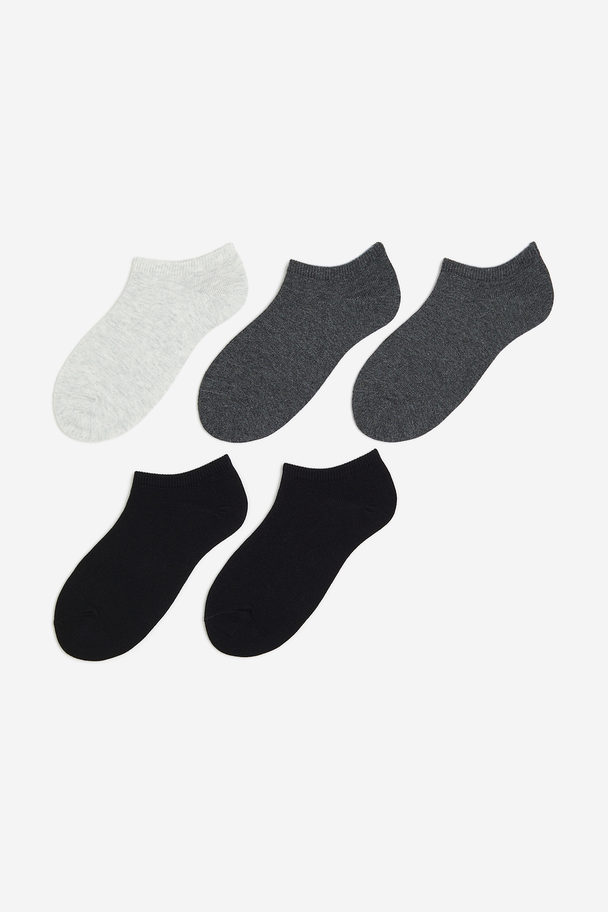 H&M 5-pack Trainer Socks Dark Grey Marl/black