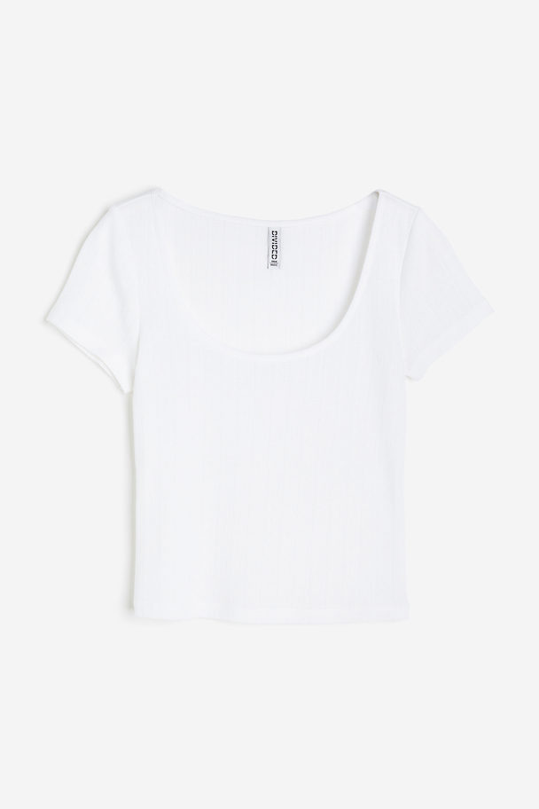 H&M Shirt aus Pointelle-Jersey Weiß