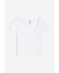 Shirt aus Pointelle-Jersey Weiß