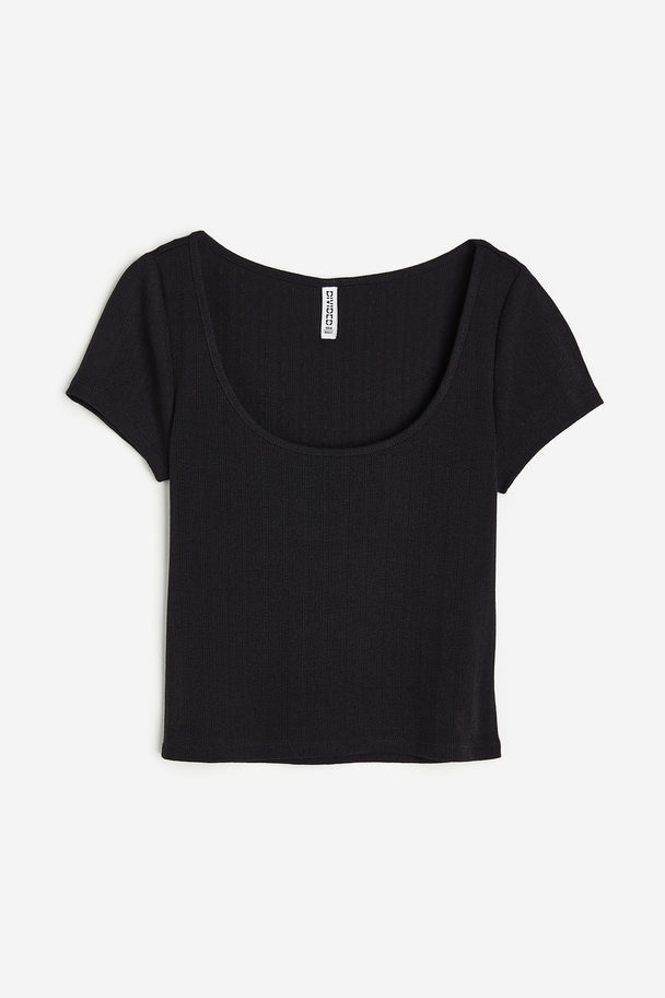 H&M Shirt aus Pointelle-Jersey Schwarz