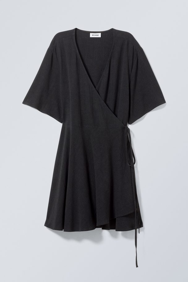 Weekday Kleid Kimberly aus Leinenmix Schwarz