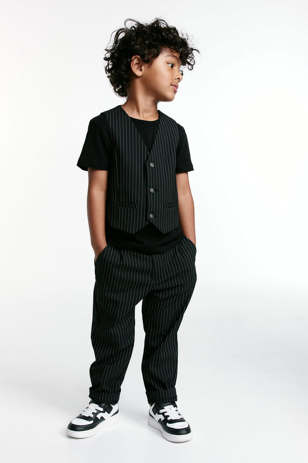 H&M Pantalon Zwart/krijtstrepen