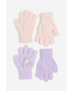 2-pack Fine-knit Gloves Light Purple/unicorn