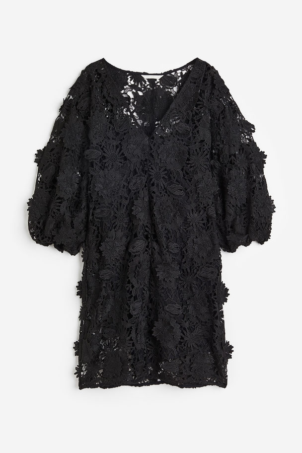 H&M V-neck Lace Dress Black