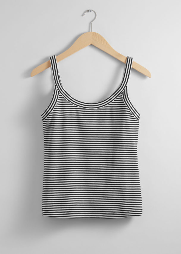 & Other Stories Tanktop Met Lage Ronde Hals Zwart/wit Gestreept