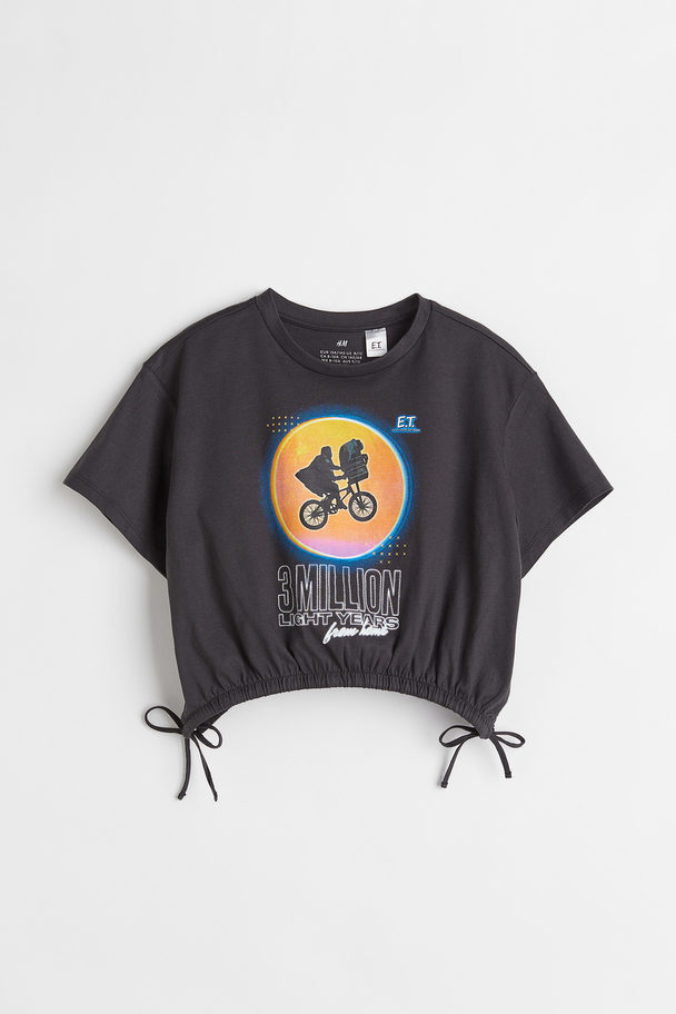 H&M T-Shirt mit Tunnelzug Schwarz/E.T.