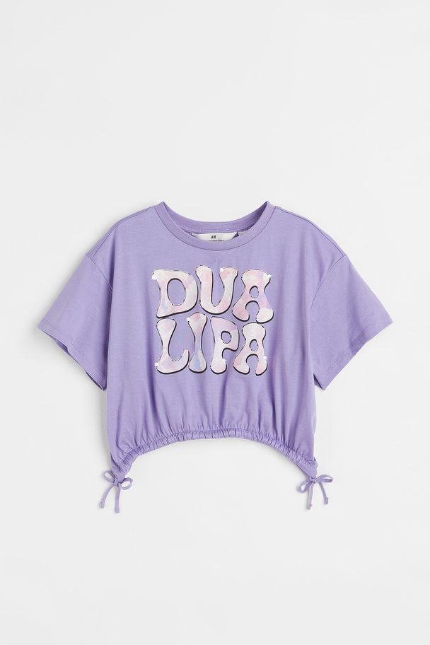 H&M Drawstring T-shirt Purple/dua Lipa