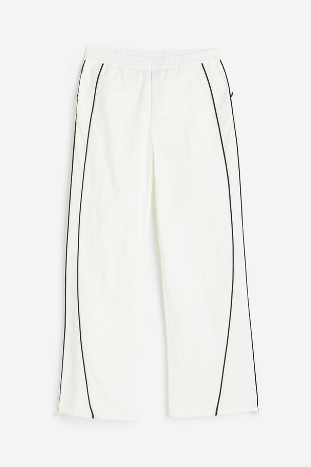 H&M Piping-detail Track Pants Cream