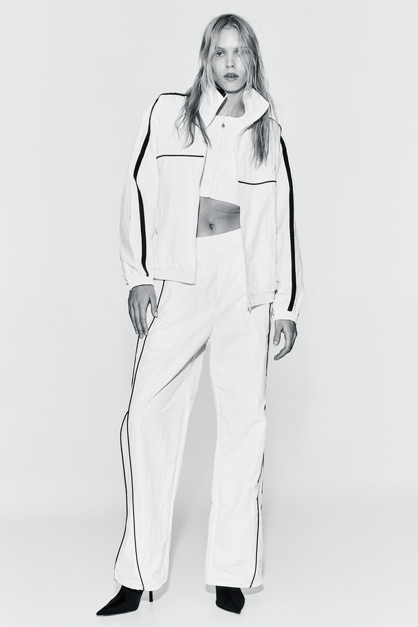 H&M Piping-detail Track Pants Cream