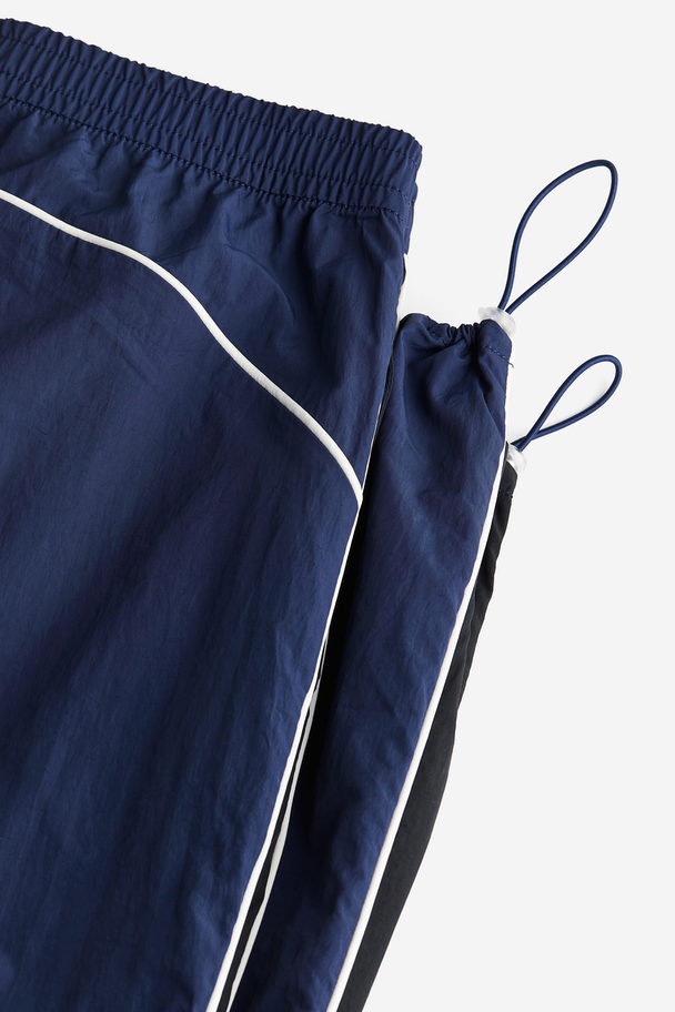 H&M Piping-detail Track Pants Dark Blue/block-coloured