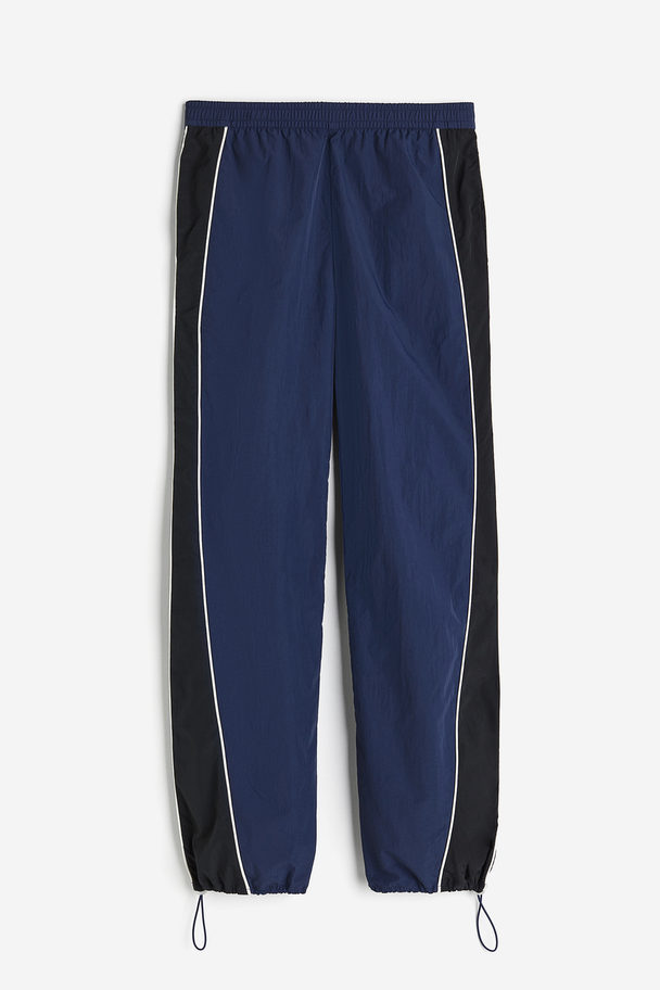 H&M Piping-detail Track Pants Dark Blue/block-coloured