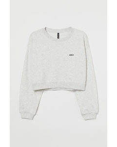 H&m+ Cropped Sweatshirt Lysegråmeleret/original