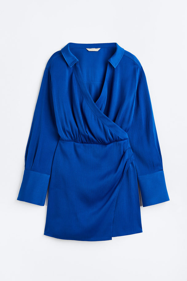 H&M Short Wrapover Dress Bright Blue