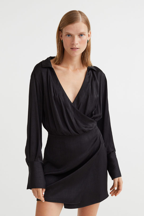 H&M Short Wrapover Dress Black