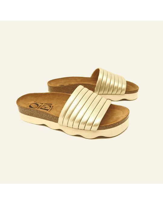 OE Shoes Gemini Bio Padded Tubular Sandal In Golden Colour