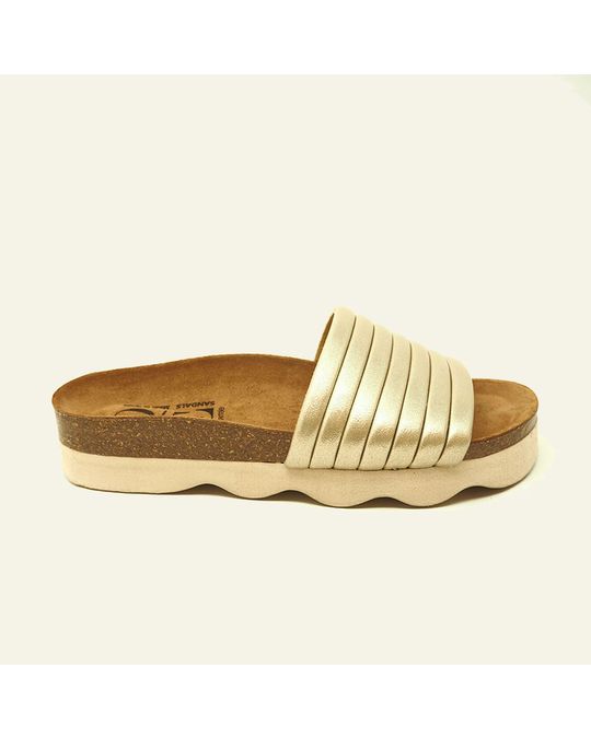 OE Shoes Gemini Bio Padded Tubular Sandal In Golden Colour