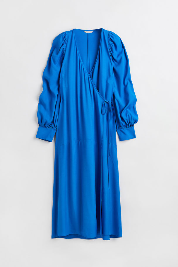 H&M Voluminous Wrap Dress Bright Blue