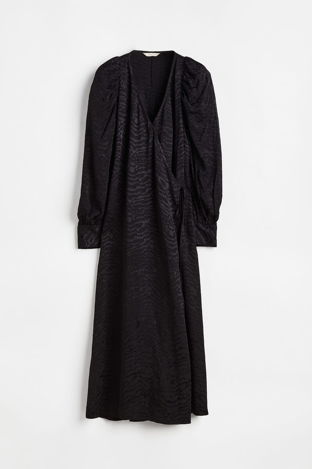 H&M Voluminous Wrap Dress Black/zebra Print