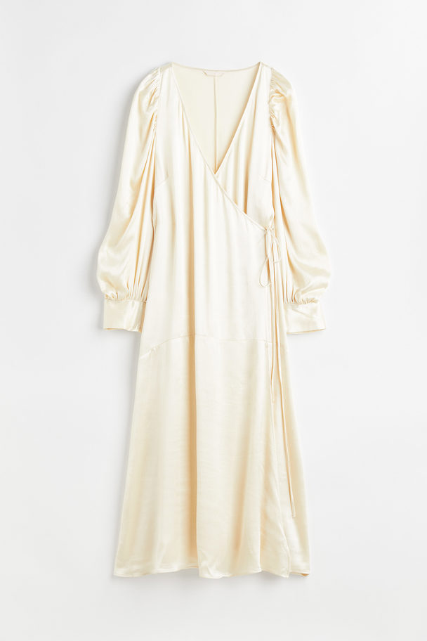 H&M Slå Om-kjole Med Volumen Creme