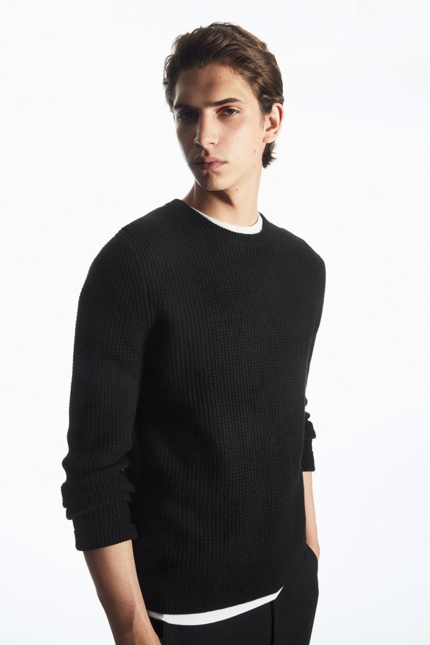 COS Waffle-knit Pure Cashmere Jumper Black