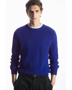 Waffle-knit Pure Cashmere Jumper Bright Blue