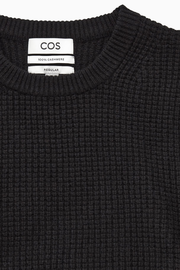 COS Waffle-knit Pure Cashmere Jumper Black