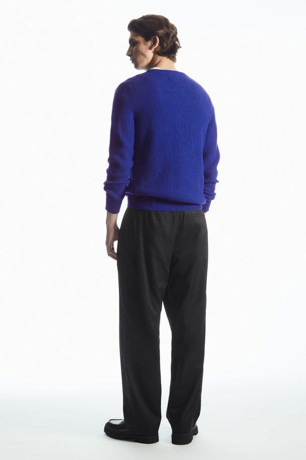 COS Waffle-knit Pure Cashmere Jumper Bright Blue
