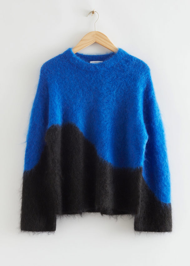 & Other Stories Relaxed Fluffy Mohair Jumper Black And Blue