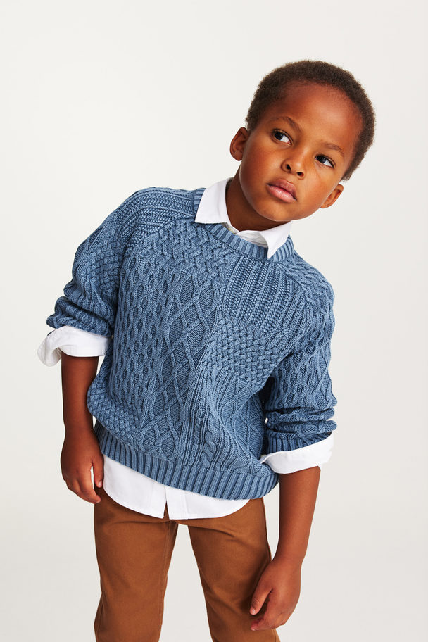 H&M Pullover mit Zopfmuster Blau
