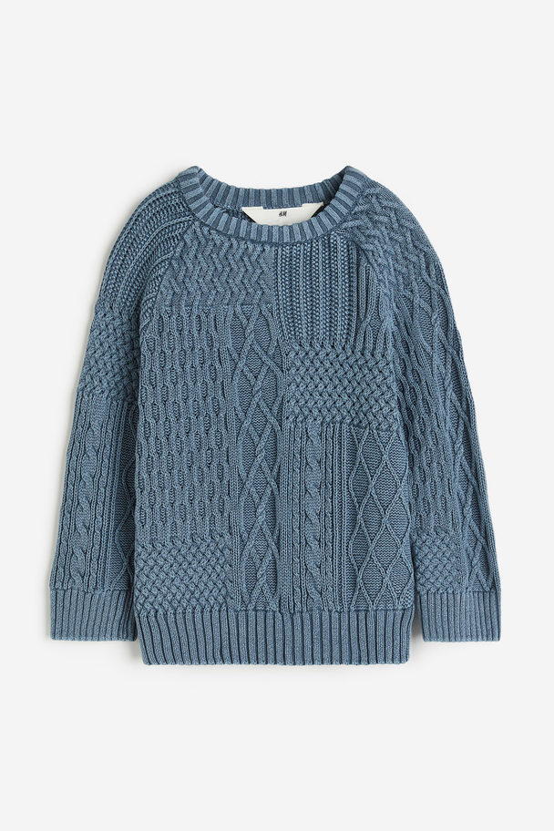 H&M Pullover mit Zopfmuster Blau