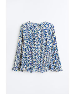 H&m+ Pleated Blouse Blue/patterned