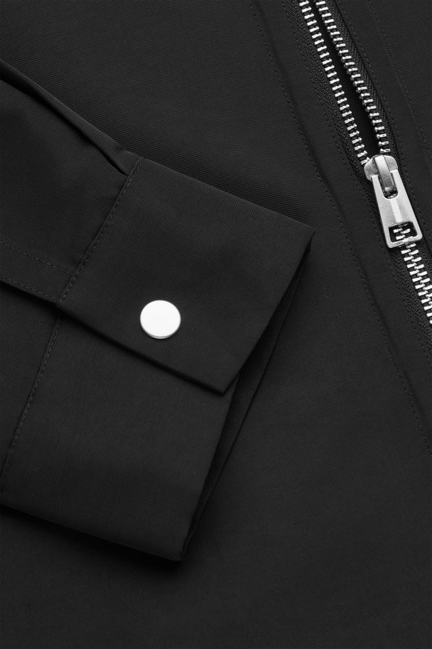 COS Funnel Neck Zip-up Overshirt Black