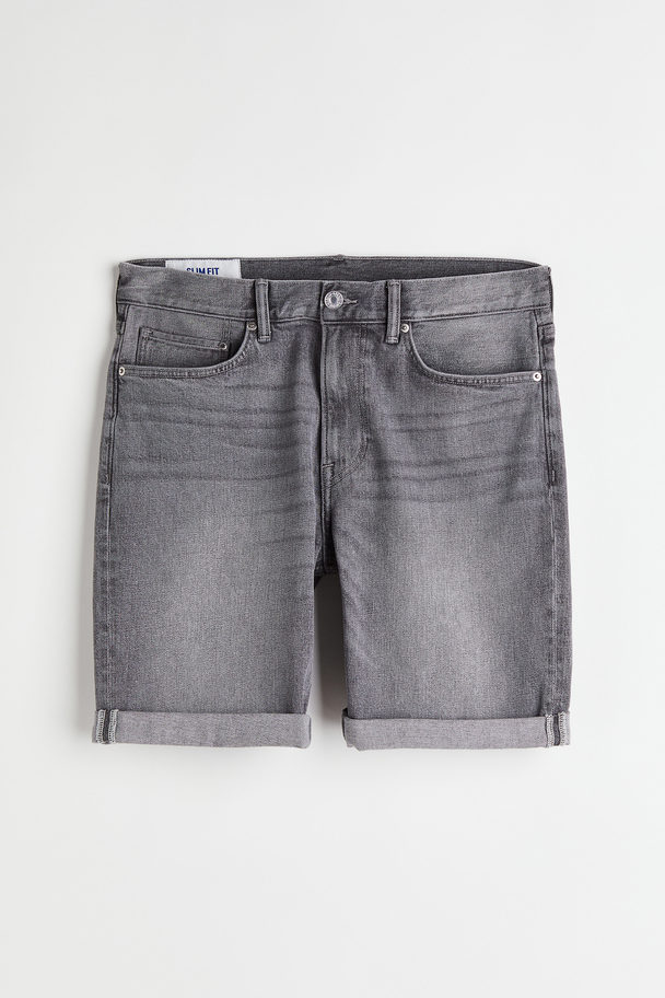 H&M Slim Denim Shorts Denim Grey