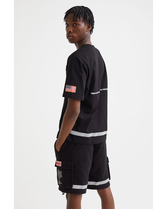 H&M Relaxed Fit T-shirt Black/nasa