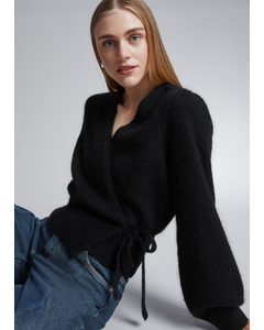 Knitted Wrap Cardigan Black