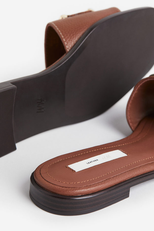 H&M Leather Slides Brown