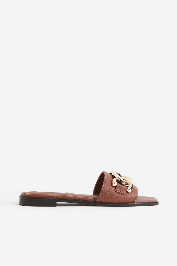 H&M Slip In-sandaler I Läder Brun